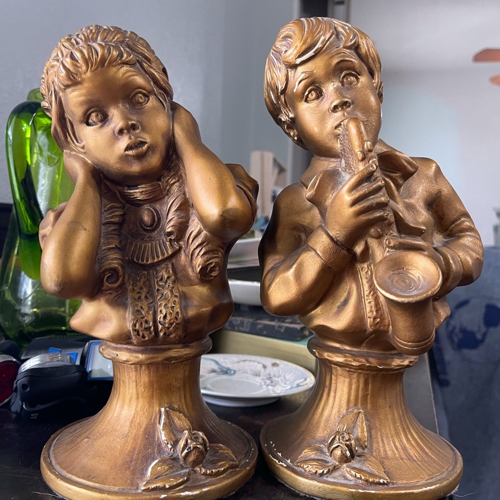 Boy And Girl Statues 1971 Bust Jazz Kendrick
